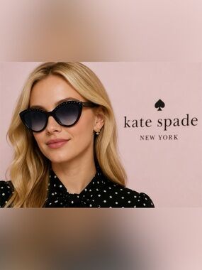 kate spade Black Pearl Cat-Eye Sunglasses with Stud Detailing